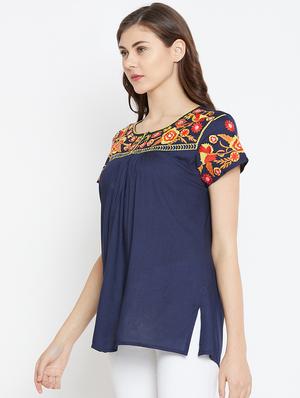 embroidered yoke gather detail tunic - 15999434 - Standard Image - 2