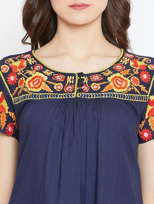 embroidered yoke gather detail tunic - 15999434 - Standard Image - 5