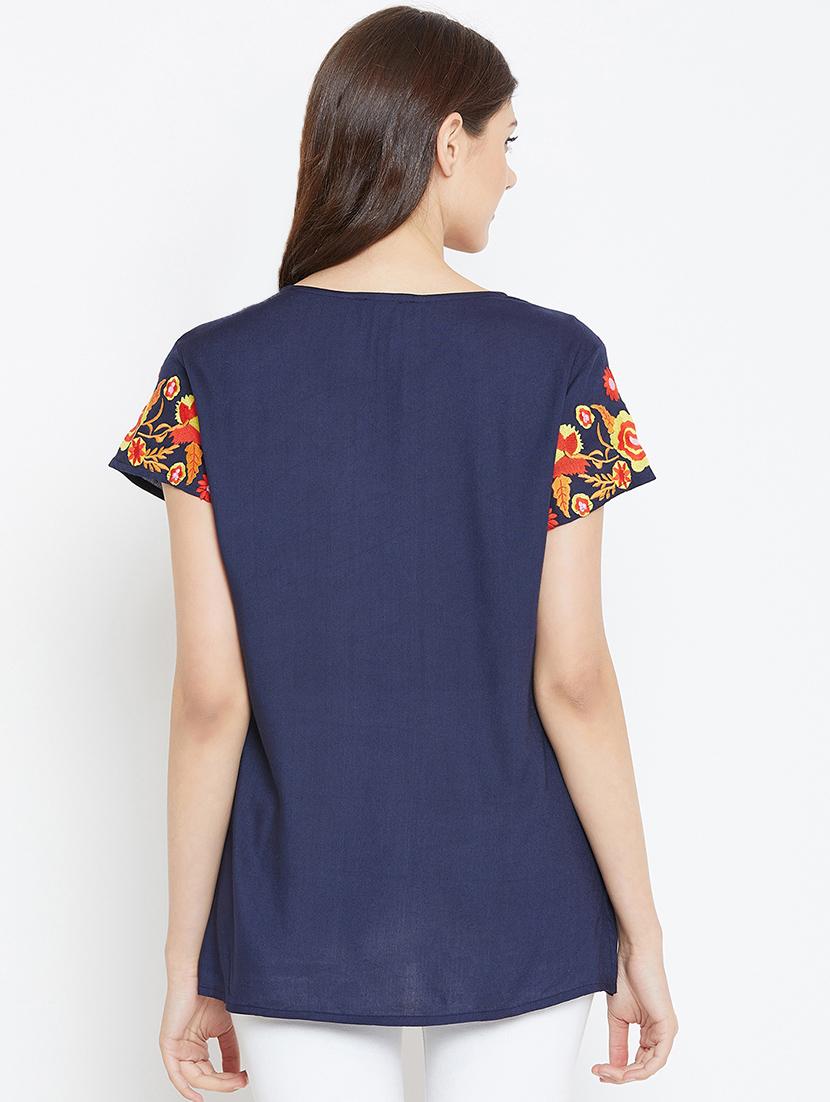 embroidered yoke gather detail tunic - 15999434 - Zoom Image - 3