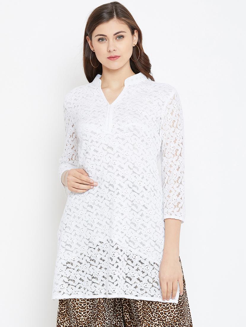 white net straight kurti - 15999438 - Zoom Image - 1