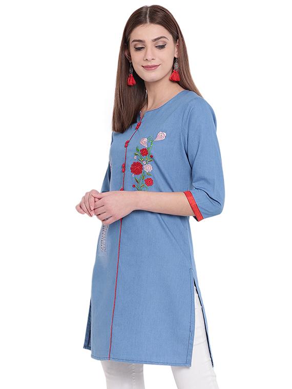 embroidered straight kurti - 16000024 - Zoom Image - 2
