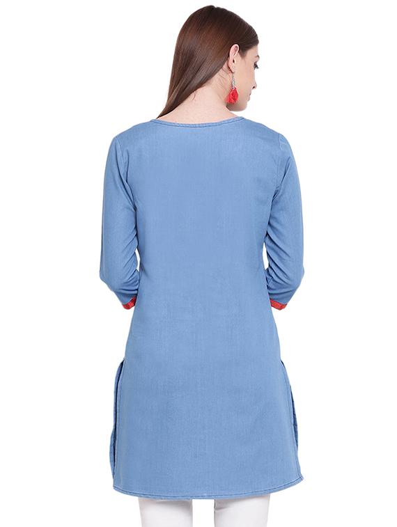 embroidered straight kurti - 16000024 - Zoom Image - 3