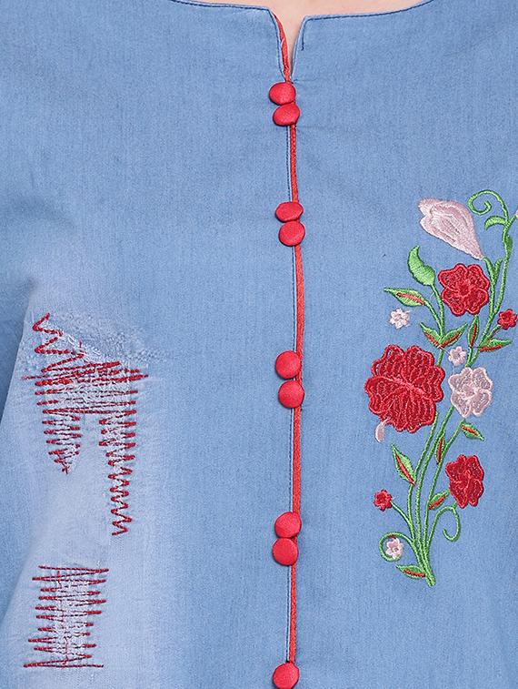 embroidered straight kurti - 16000024 - Zoom Image - 4