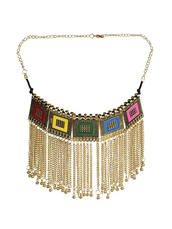 multi colored metal choker necklace - 16000244 - Zoom Image - 1