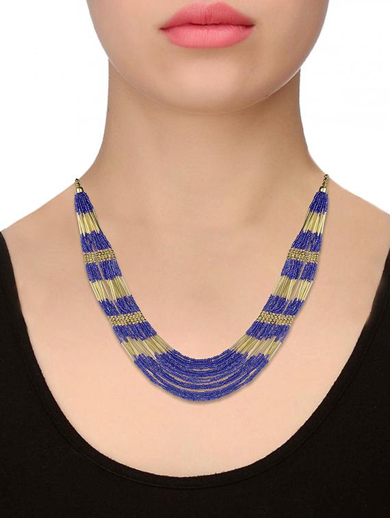 blue glass statement necklace - 16000300 - Zoom Image - 3