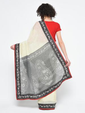 paisley printed saree with blouse - 16000661 - Standard Image - 2