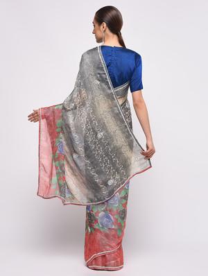 multi colored georgette printed saree with blouse - 16000744 - Standard Image - 2