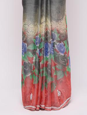 multi colored georgette printed saree with blouse - 16000744 - Standard Image - 3