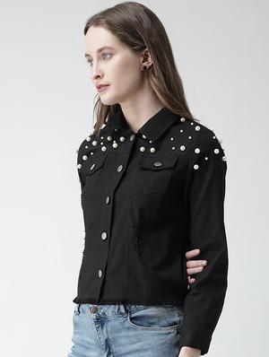 pearl embellished distressed jacket - 16000778 - Standard Image - 2