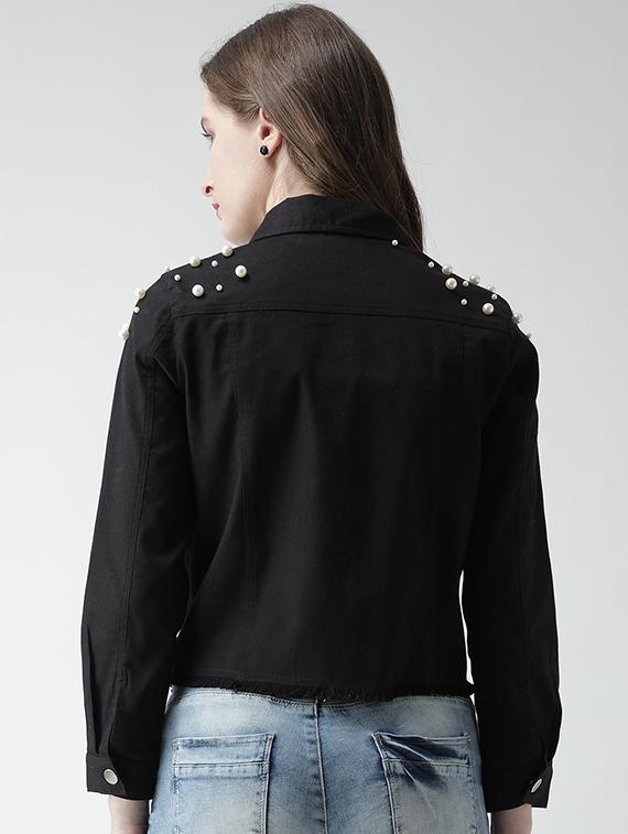 pearl embellished distressed jacket - 16000778 - Zoom Image - 3