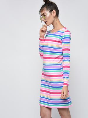 round neck striped t-shirt dress - 16000820 - Standard Image - 2