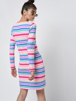 round neck striped t-shirt dress - 16000820 - Standard Image - 3