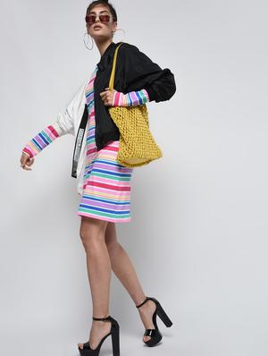 round neck striped t-shirt dress - 16000820 - Standard Image - 4