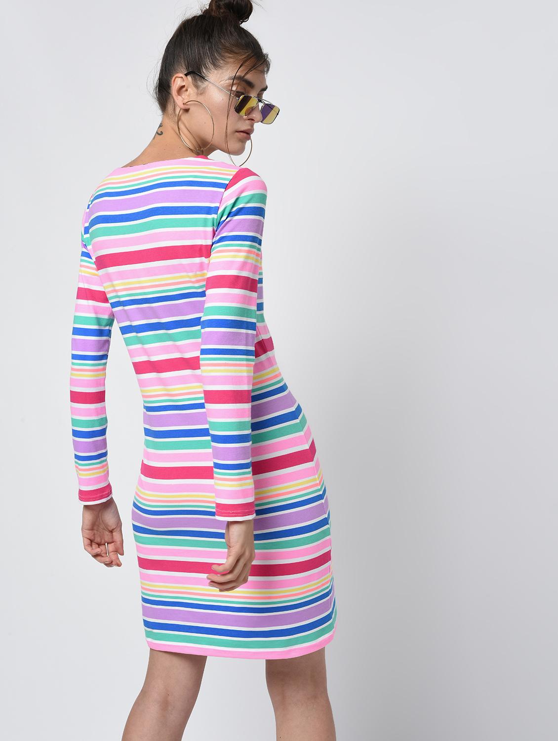 round neck striped t-shirt dress - 16000820 - Zoom Image - 3