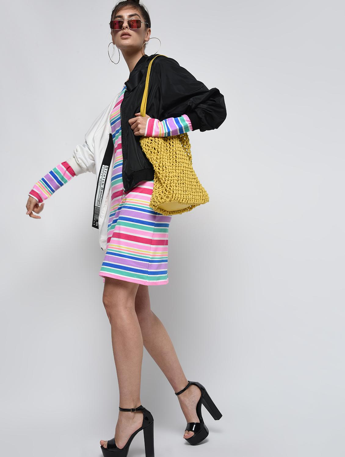 round neck striped t-shirt dress - 16000820 - Zoom Image - 4