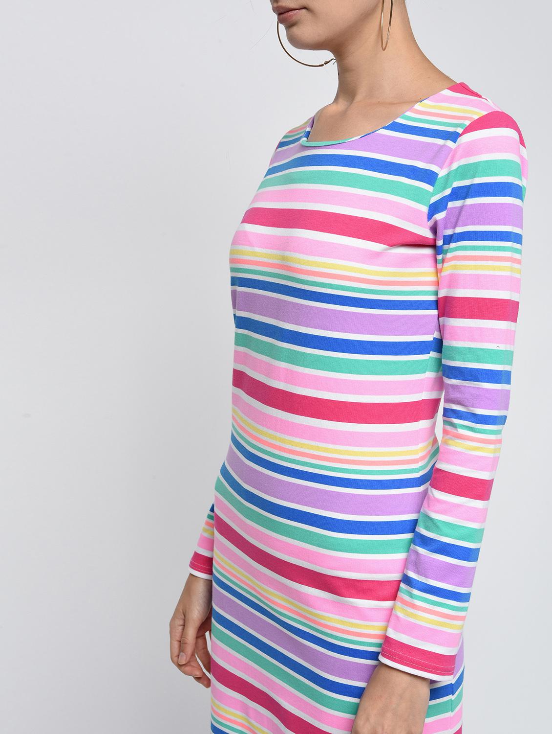 round neck striped t-shirt dress - 16000820 - Zoom Image - 5