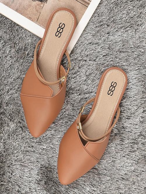 tan slip on mules - 16002110 - Standard Image - 1