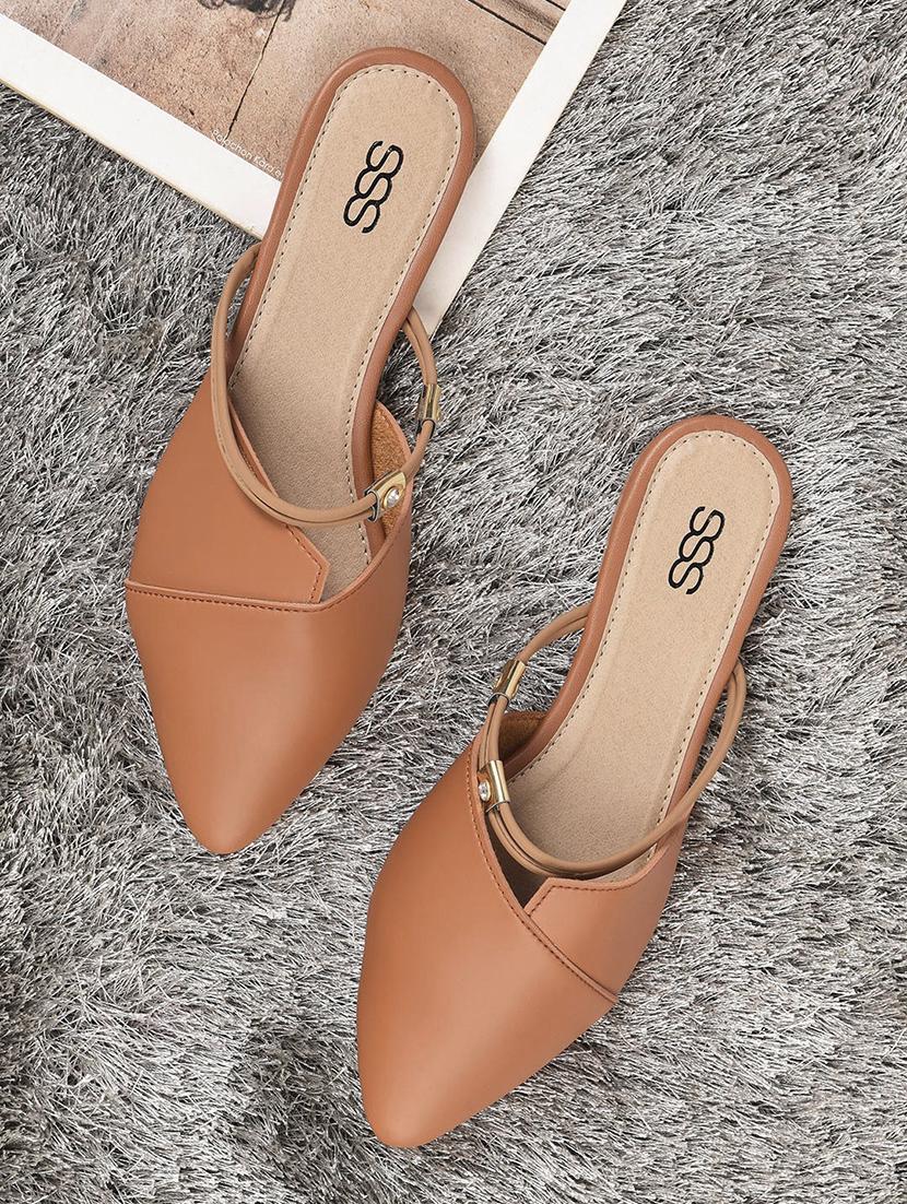 tan slip on mules - 16002110 - Zoom Image - 1