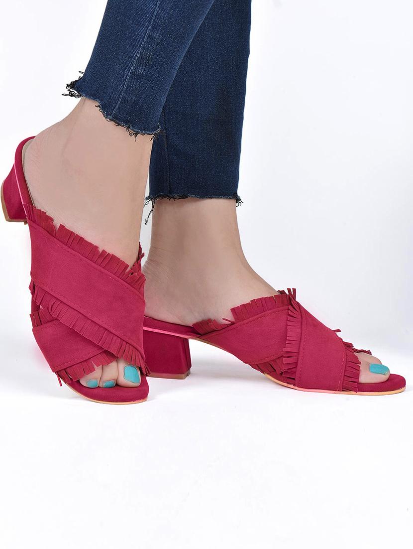 maroon slip on sandals - 16002146 - Zoom Image - 1