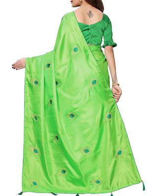 conversational green embroidered saree with blouse - 16002615 - Standard Image - 2