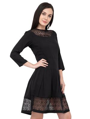 lace insert pleated a-line dress - 16002868 - Standard Image - 2