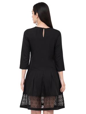 lace insert pleated a-line dress - 16002868 - Standard Image - 3