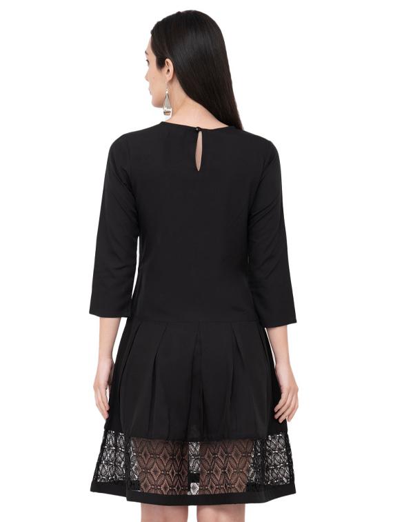 lace insert pleated a-line dress - 16002868 - Zoom Image - 3