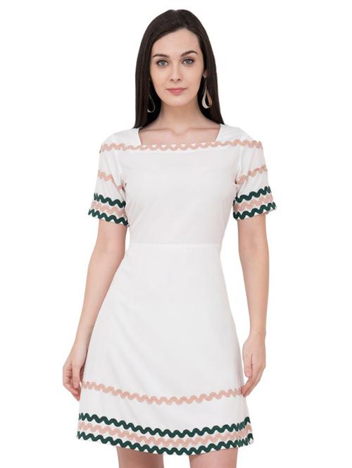 contrast lace a-line dress - 16002877 - Standard Image - 1