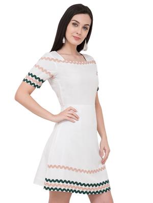 contrast lace a-line dress - 16002877 - Standard Image - 2