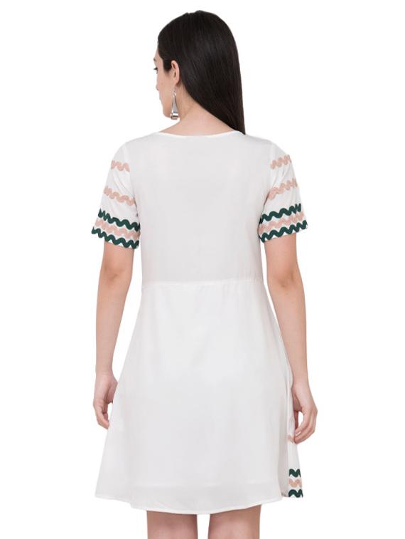 contrast lace a-line dress - 16002877 - Zoom Image - 3