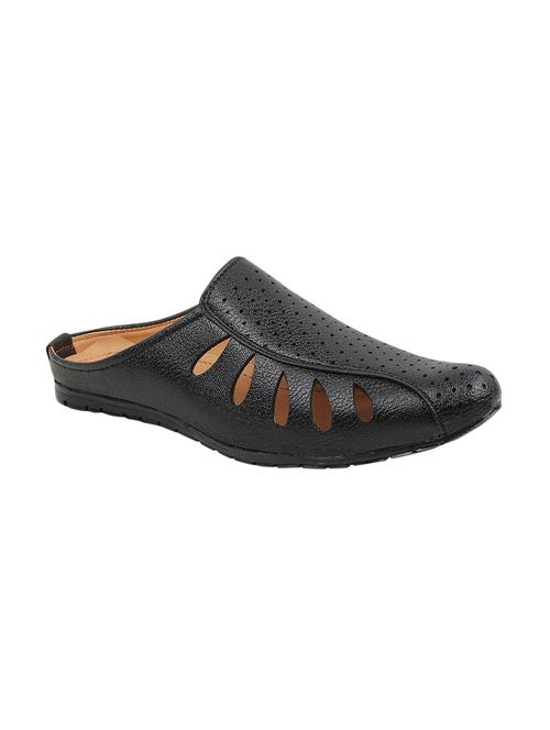 black leatherette slip on sandals - 16003033 - Very Small Image - 1