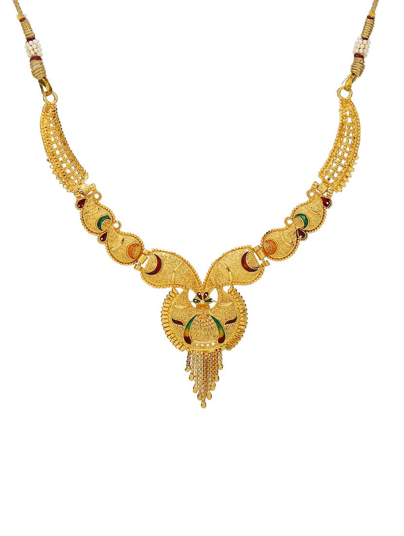 multi colored gold plated short necklace - 16003849 - Zoom Image - 2