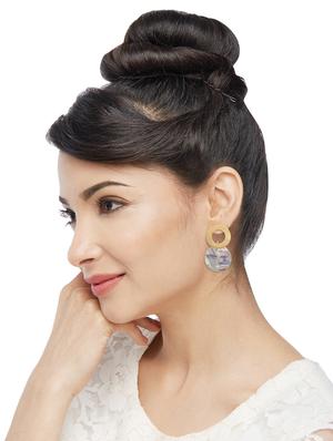 gold brass drop earring - 16004754 - Standard Image - 3