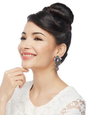 silver brass drop earring - 16004757 - Standard Image - 3