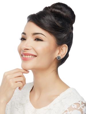 silver brass studs earring - 16004761 - Standard Image - 3