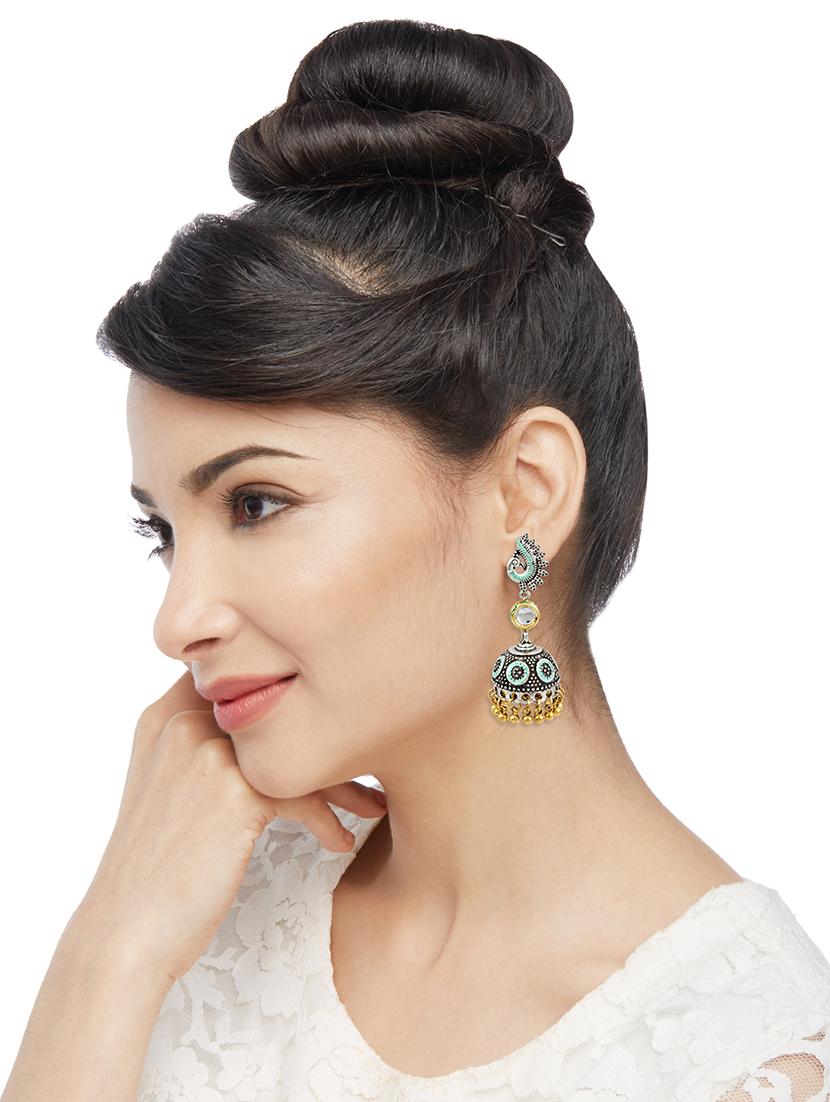silver brass jhumka earring - 16004763 - Zoom Image - 3