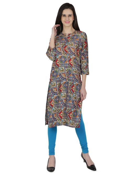 printed straight kurta - 16004801 - Standard Image - 1