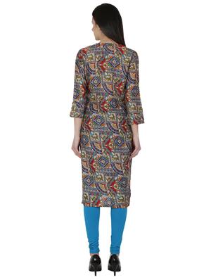 printed straight kurta - 16004801 - Standard Image - 3