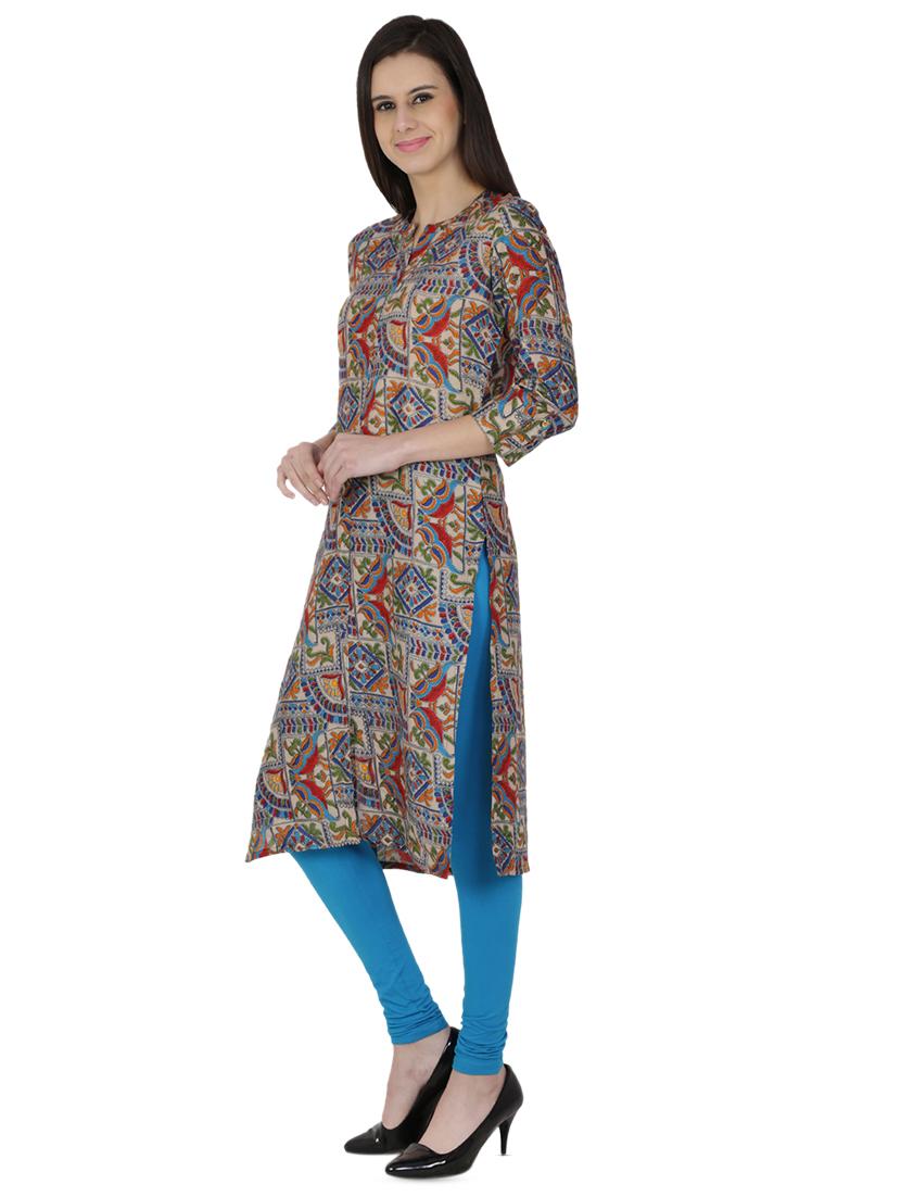 printed straight kurta - 16004801 - Zoom Image - 2
