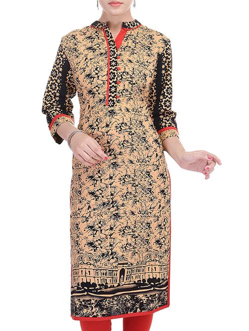 printed straight kurta - 16004842 - Standard Image - 1