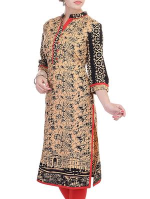 printed straight kurta - 16004842 - Standard Image - 2