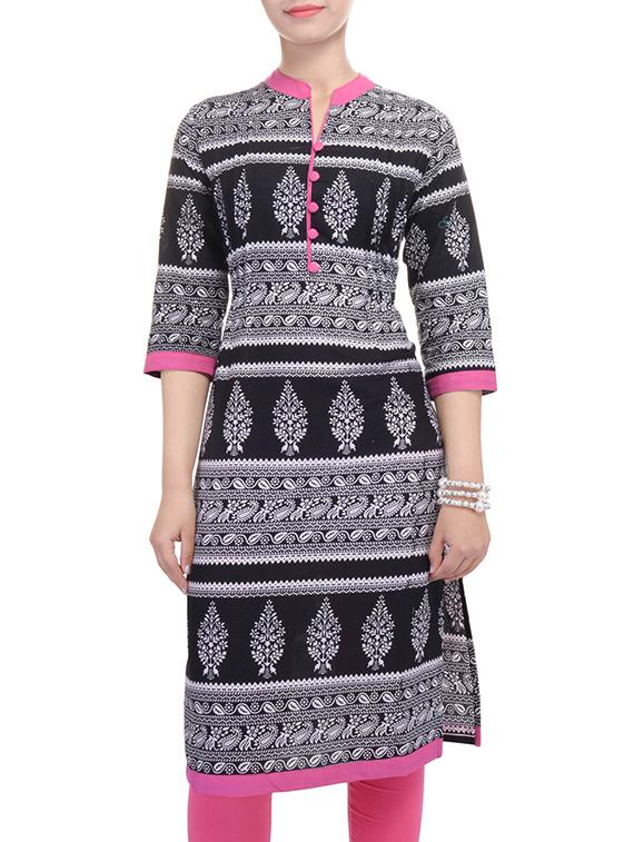 printed straight kurta - 16004843 - Zoom Image - 1