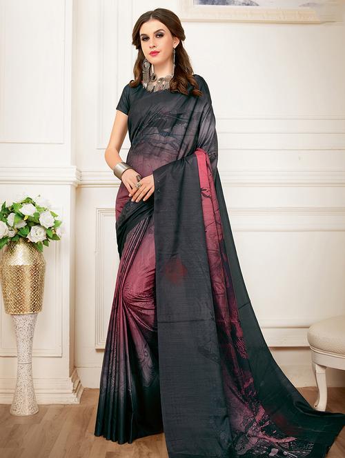 abstract digital printed saree with blouse - 16005127 - Standard Image - 1