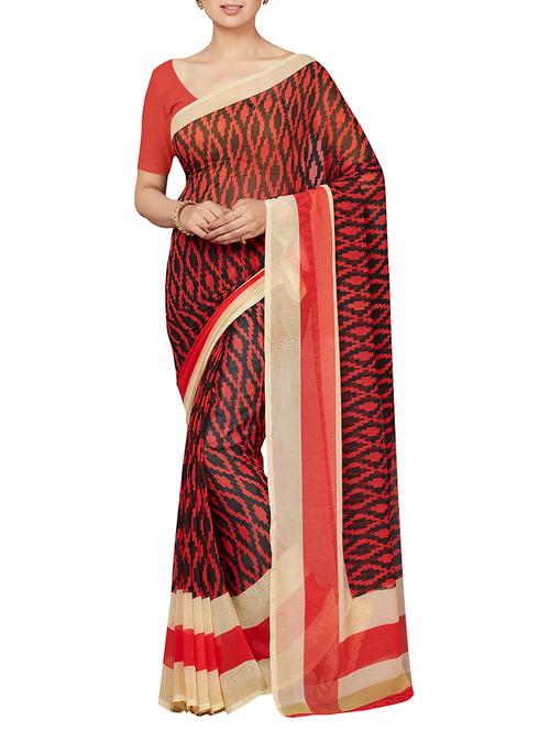 geometrical printed saree with blouse - 16005276 - Standard Image - 1