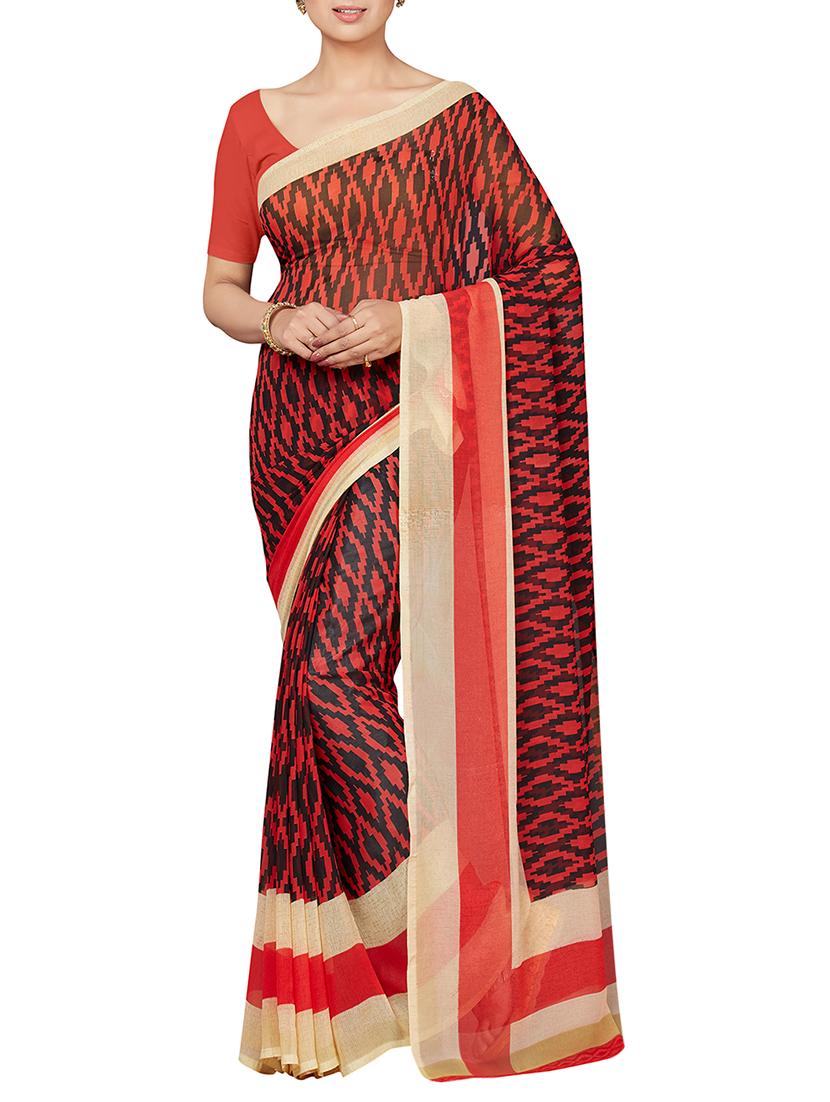 geometrical printed saree with blouse - 16005276 - Zoom Image - 1