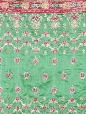 floral turquoise embroidered saree with blouse - 16005414 - Standard Image - 2