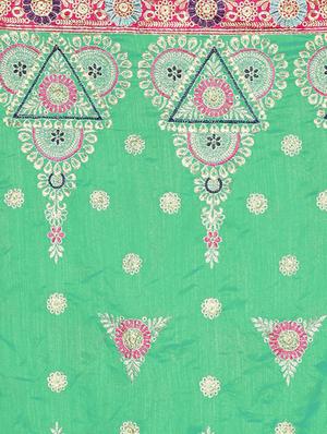 floral turquoise embroidered saree with blouse - 16005418 - Standard Image - 2