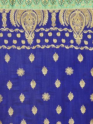 paisley blue embroidered saree with blouse - 16005420 - Standard Image - 2