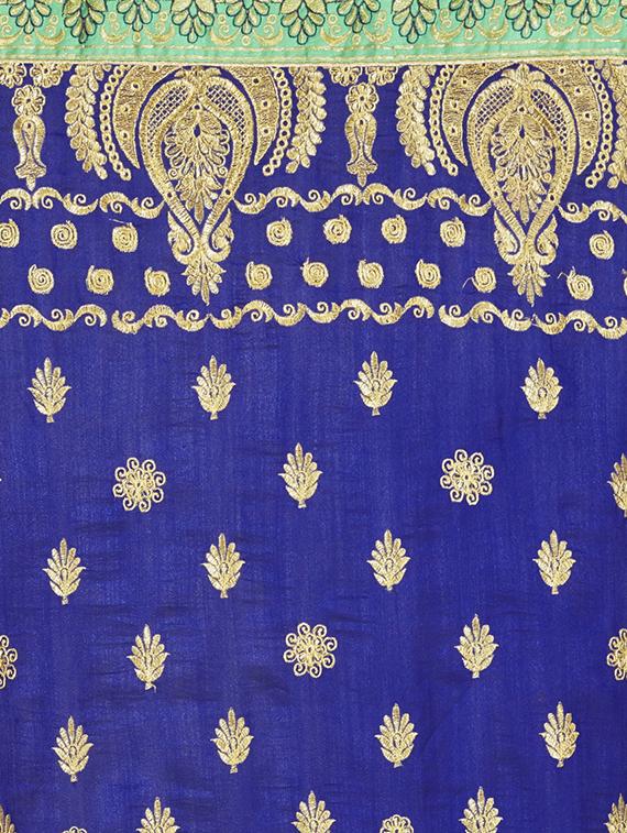 paisley blue embroidered saree with blouse - 16005420 - Zoom Image - 2