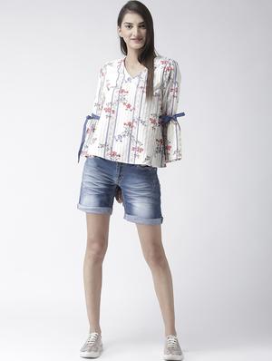 turn up hem denim shorts - 16005554 - Standard Image - 4